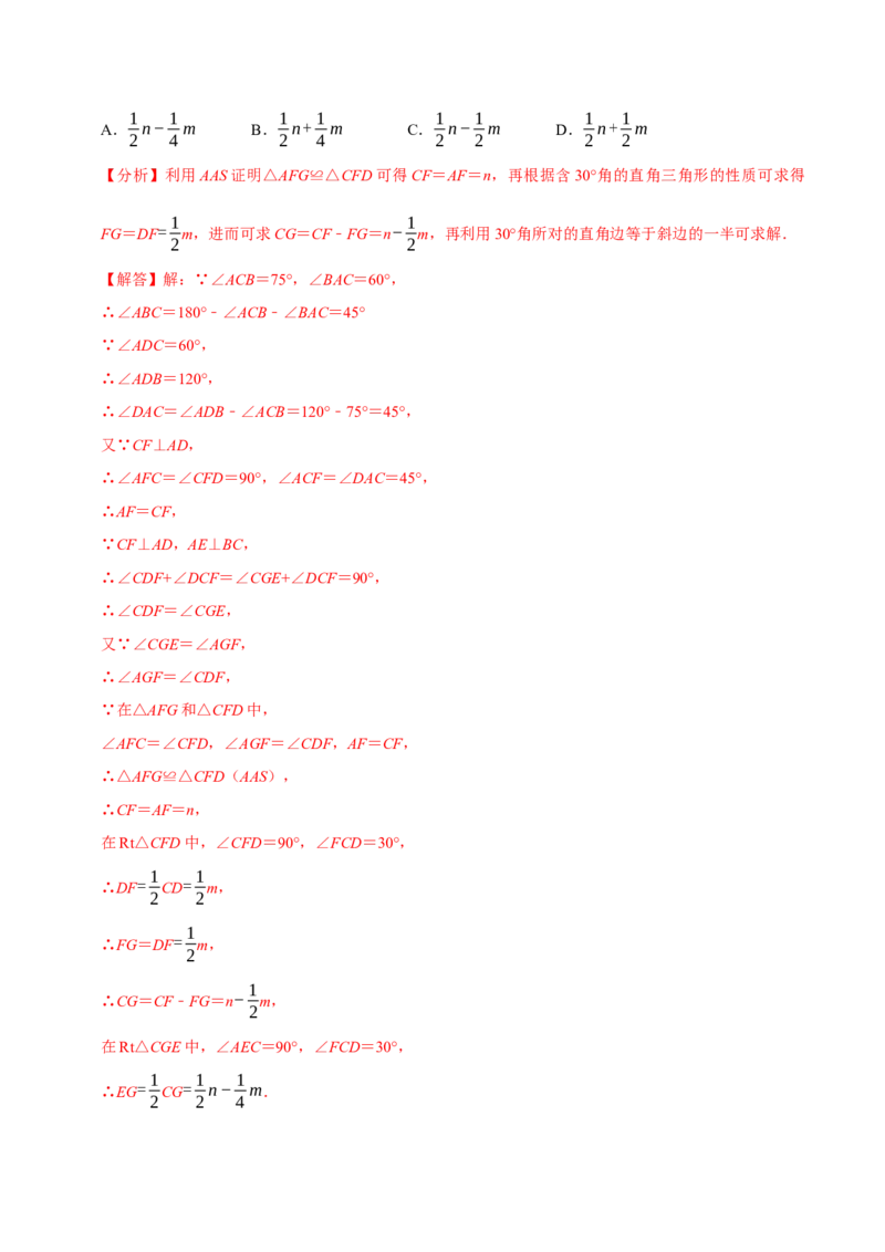 八年级数学上册期末复习压轴题9个必考点（必考点分类集训）（人教版）（教师版）_初中数学_八年级数学上册（人教版）_考点分类必刷题-U181