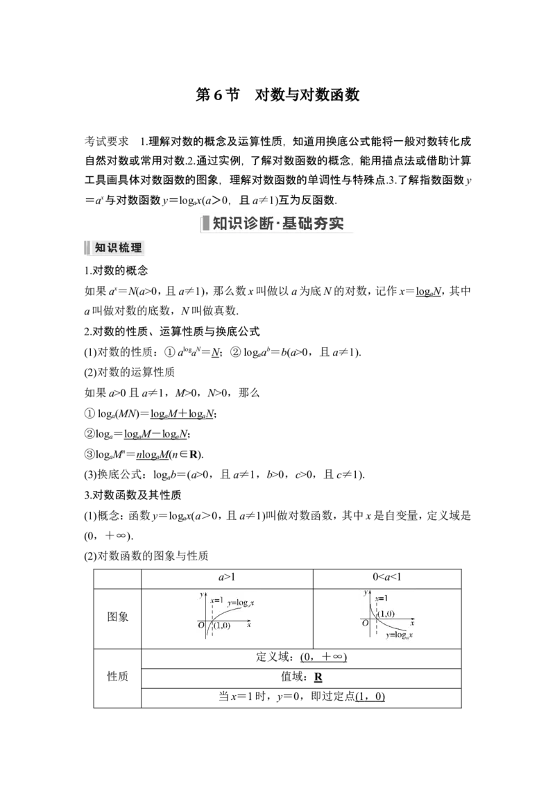 第6节对数与对数函数_2.2025数学总复习_2024年新高考资料_1.2024一轮复习_2024年高考数学一轮复习讲义（新高考版）_赠1套word版补充习题库_另附1套Word版题库_第二章函数与基本初等函数
