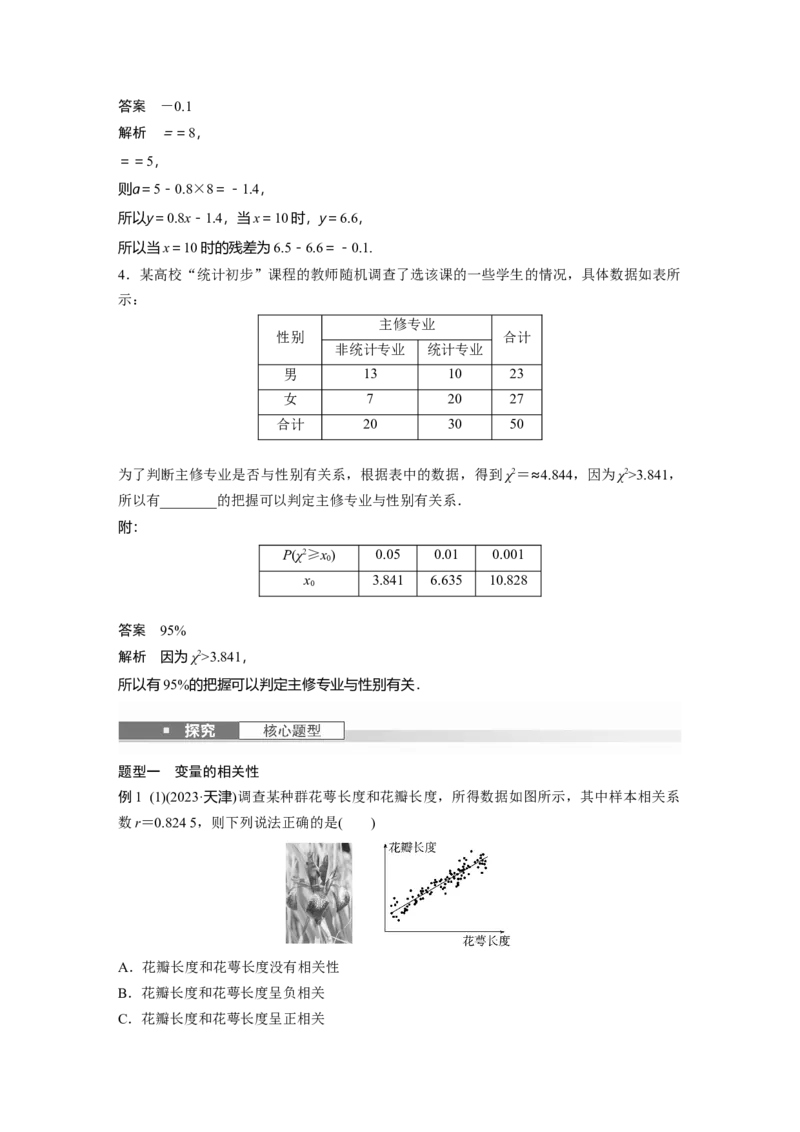 第九章　&sect;9.3　线性回归分析、独立性检验_2.2025数学总复习_2025年新高考资料_一轮复习_2025高考大一轮复习讲义+课件（完结）_2025高考大一轮复习数学（苏教版）_第七章~第十章