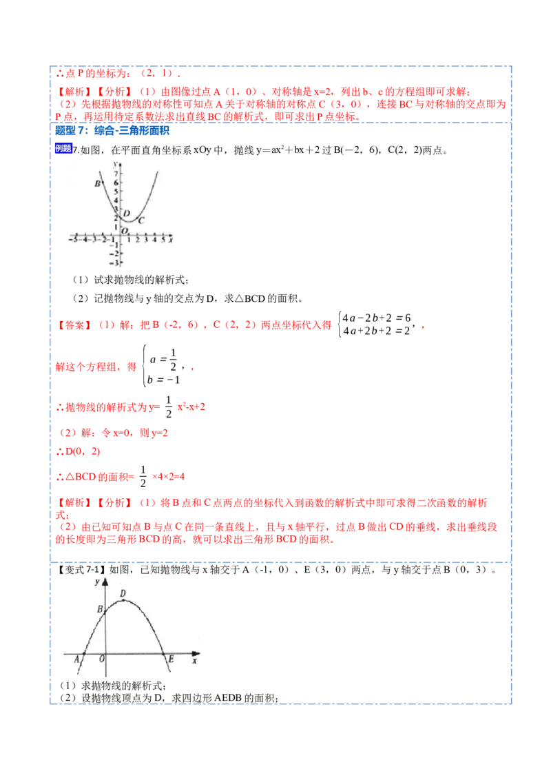 22.1.5待定系数法求二次函数解析式(讲+练)7种题型-2023考点题型精讲（解析版）_初中数学人教版_9上-初中数学人教版_07专项讲练