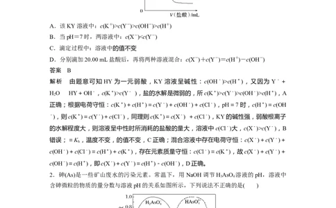 2023年高考化学二轮复习（新高考版）第3部分考前特训特色练12　电解质溶液中的曲线分析_05高考化学_新高考复习资料_2023年新高考资料_二轮复习