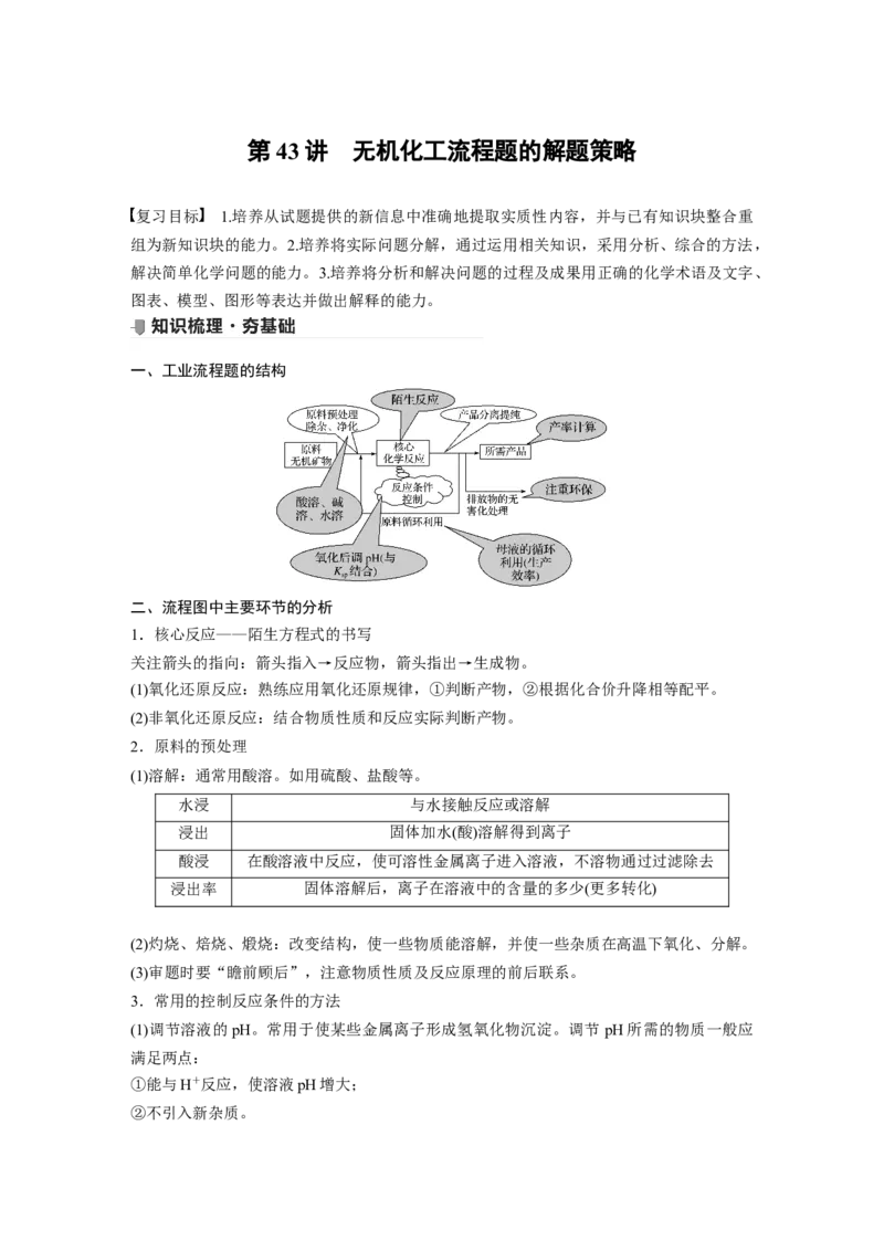 2022年高考化学一轮复习第8章第43讲　无机化工流程题的解题策略_05高考化学_新高考复习资料_2022年新高考资料_2022年一轮复习各版本_1.高考化学2022年一轮复习通用版