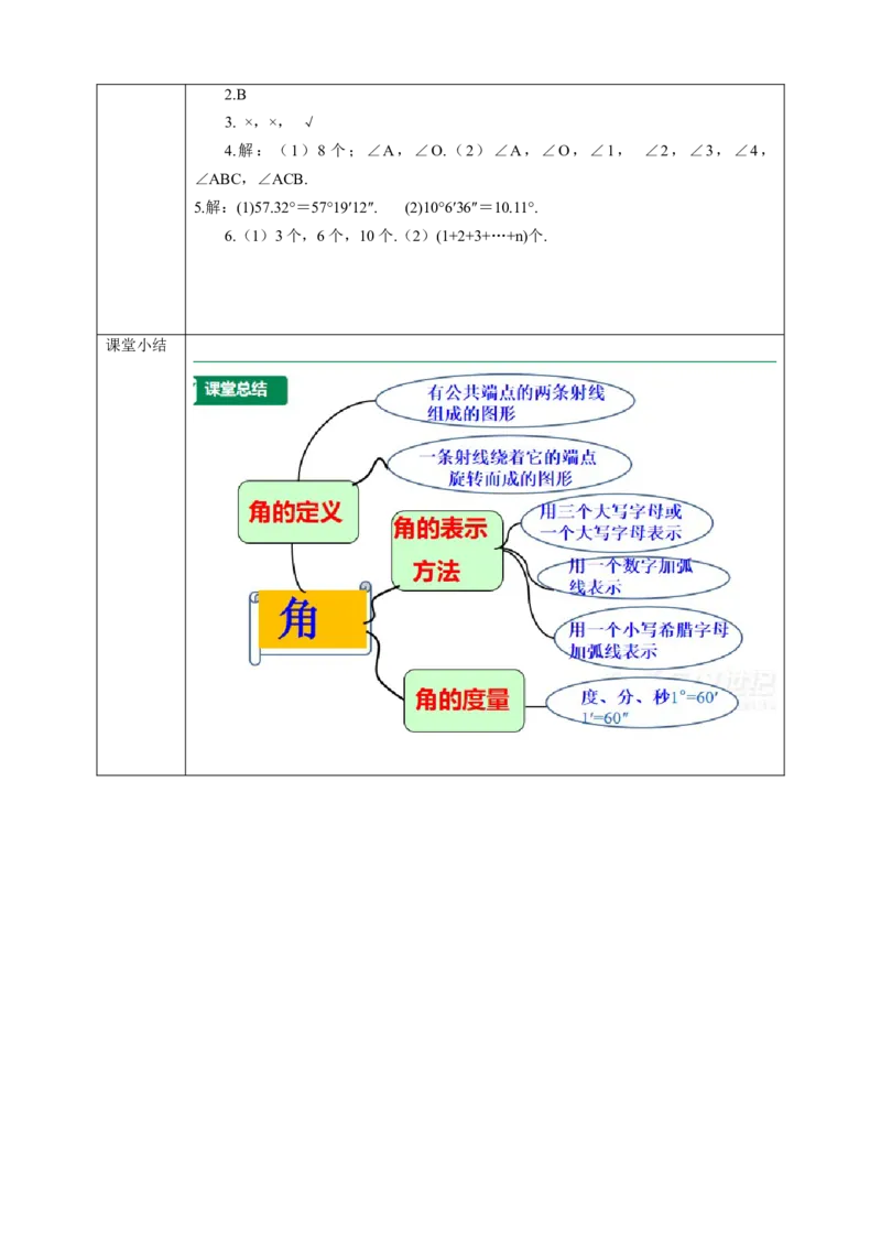 4.3.1角学案_初中数学人教版_7上-初中数学人教版_7上-初中数学人教版（旧版）赠送_01课件+教案（配套）_01课件+教案+学案（新课标）_学案
