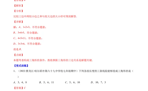 专题01三角形的三边、高线、中线及角平分线(解析版)（重点突围）-2023年八上重难点专题提优训练（人教版）_初中数学人教版_8上-初中数学人教版_旧版_07专项讲练