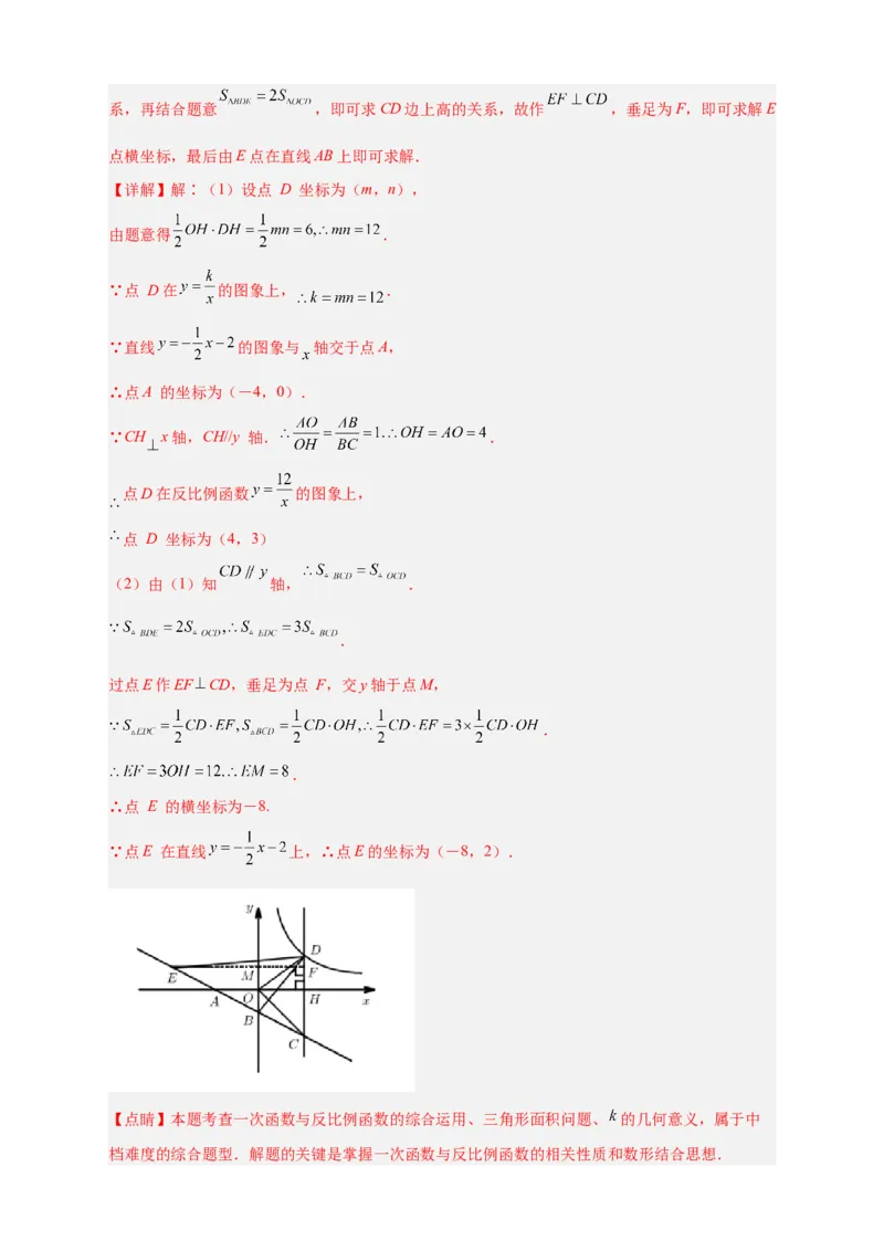 专题02已知面积求k（解析版）_初中数学人教版_9下-初中数学人教版_07专项讲练_微专题2022-2023学年九年级数学下册常考点微专题提分精练（人教版）