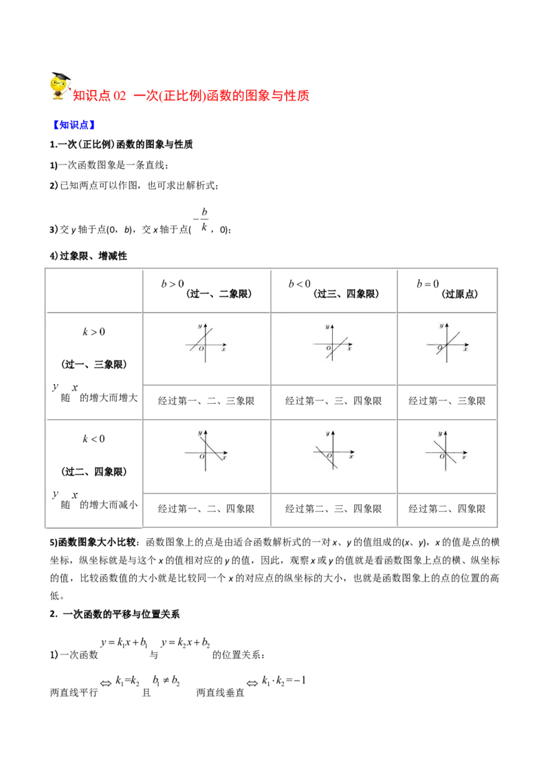 初中数学同步8年级下册专题19.2一次函数（37页）（教师版）_初中数学_八年级数学下册（人教版）_讲义