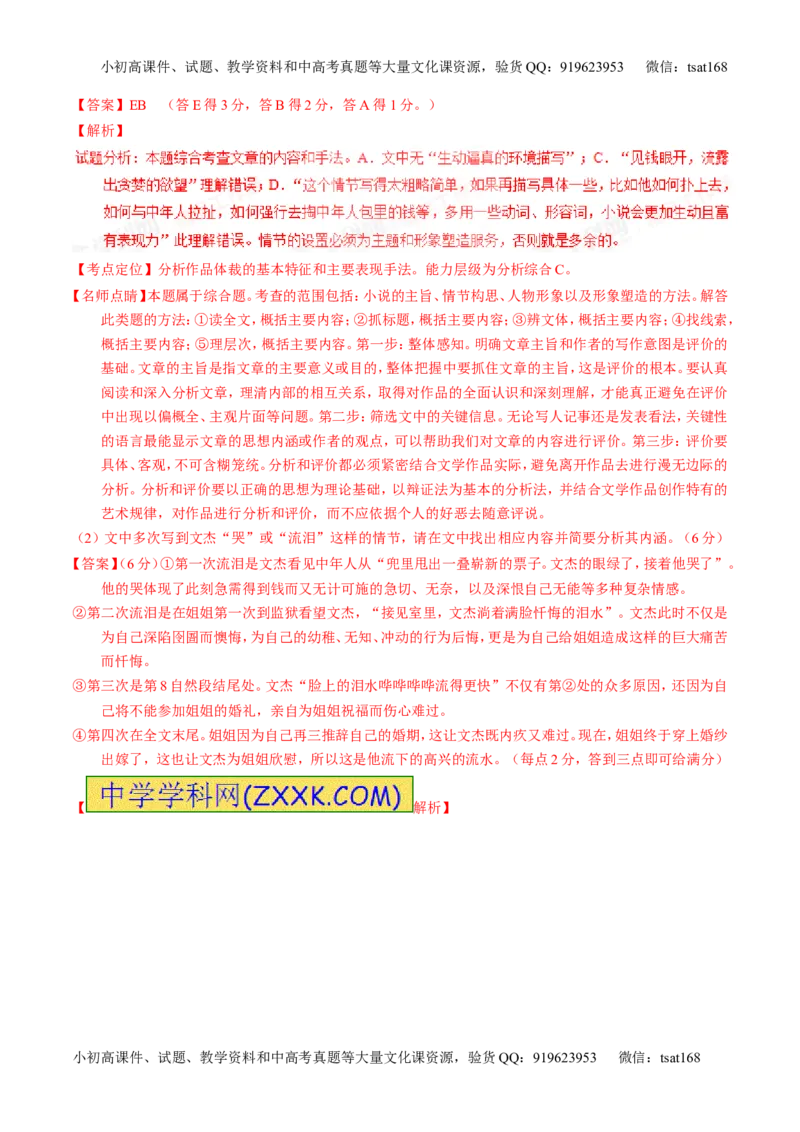 学科网二轮讲练测专题20：小说阅读之情节人物（讲案）（教师版）_高语_1高中语文_2016年高考语文二轮复习讲练测全套打包（全套打包162份）