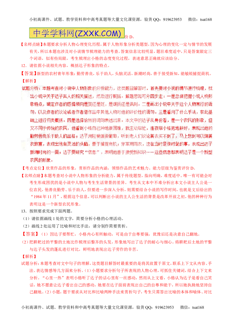 学科网二轮讲练测专题20：小说阅读之情节人物（讲案）（教师版）_高语_1高中语文_2016年高考语文二轮复习讲练测全套打包（全套打包162份）