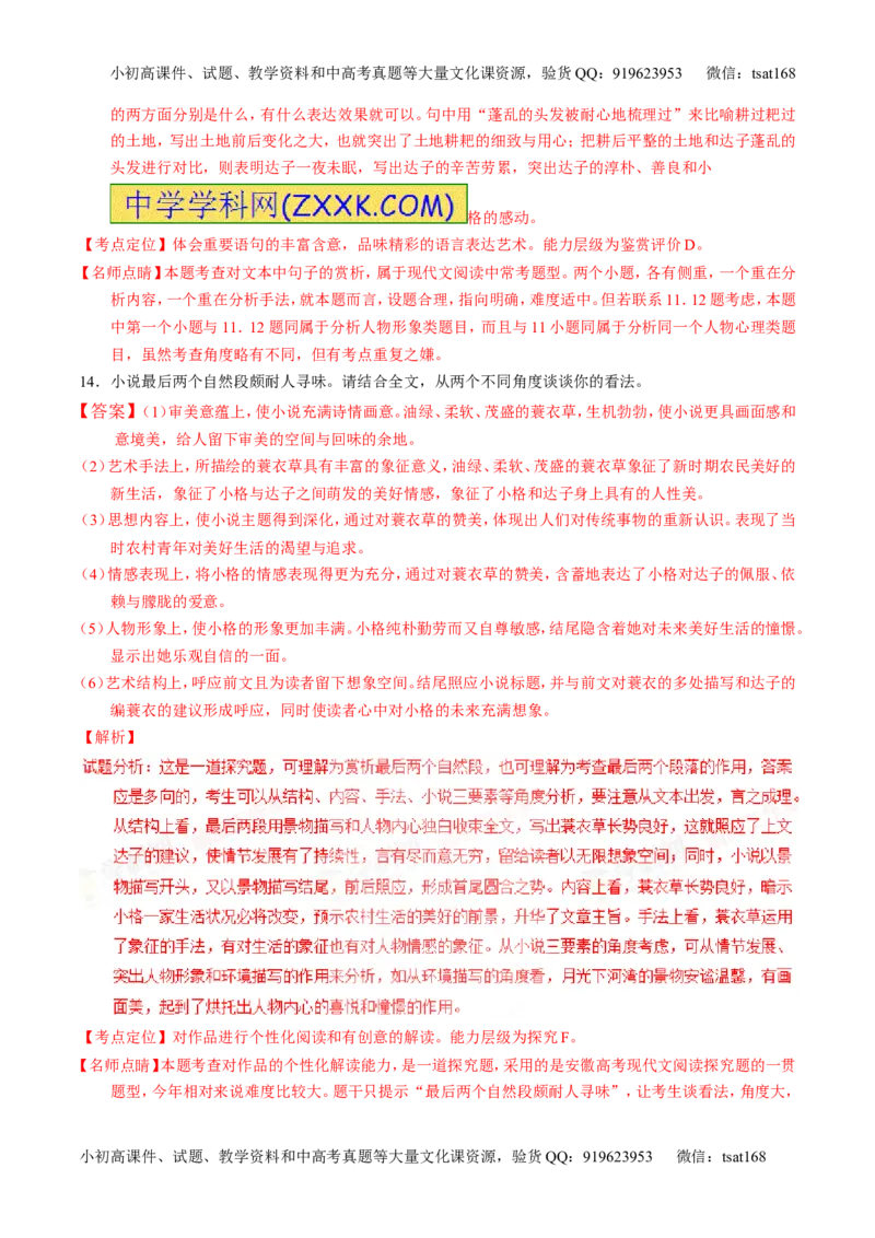 学科网二轮讲练测专题20：小说阅读之情节人物（讲案）（教师版）_高语_1高中语文_2016年高考语文二轮复习讲练测全套打包（全套打包162份）