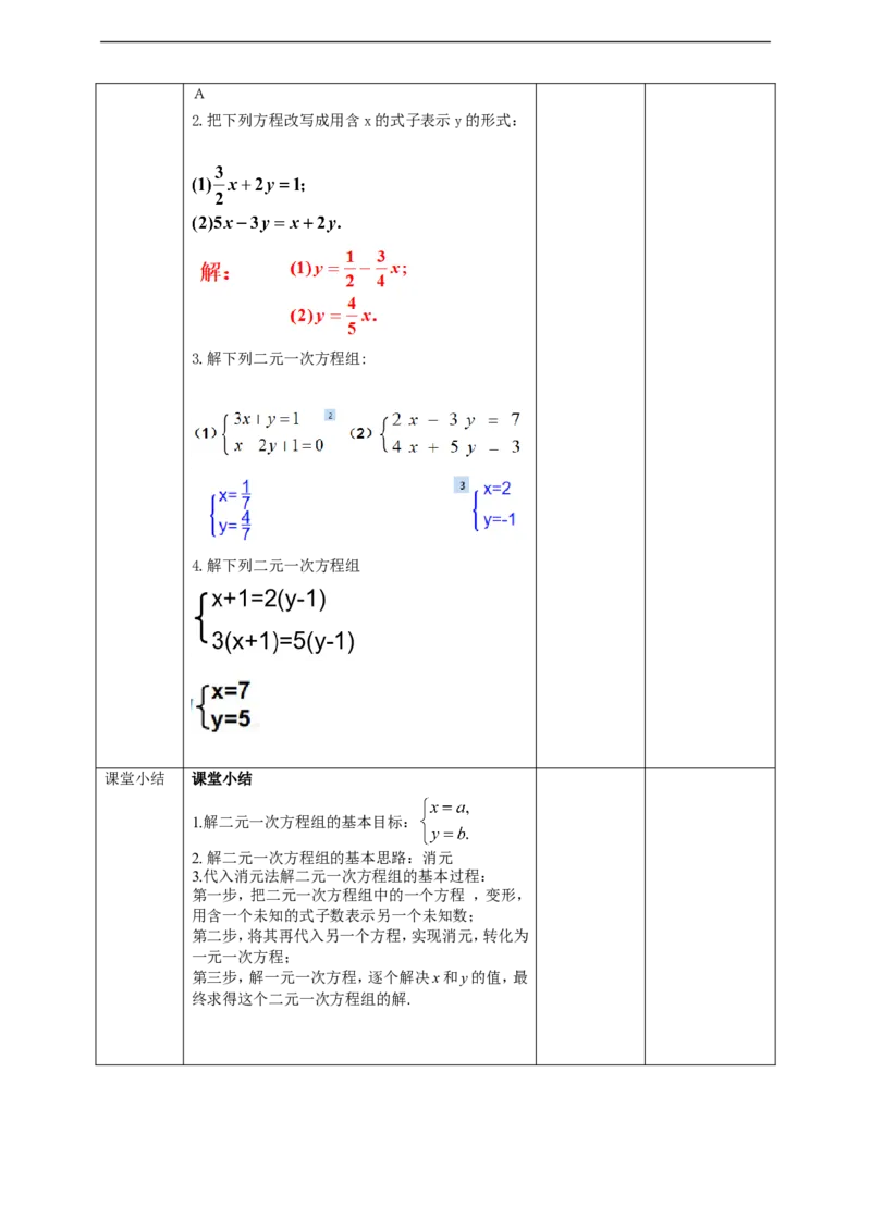 8.2.1代入消元法解二元一次方程组教案_初中数学人教版_7下-初中数学人教版_7下-初中数学人教版（旧版）赠送_01课件+教案（配套）_课件+教案+学案（第2套）