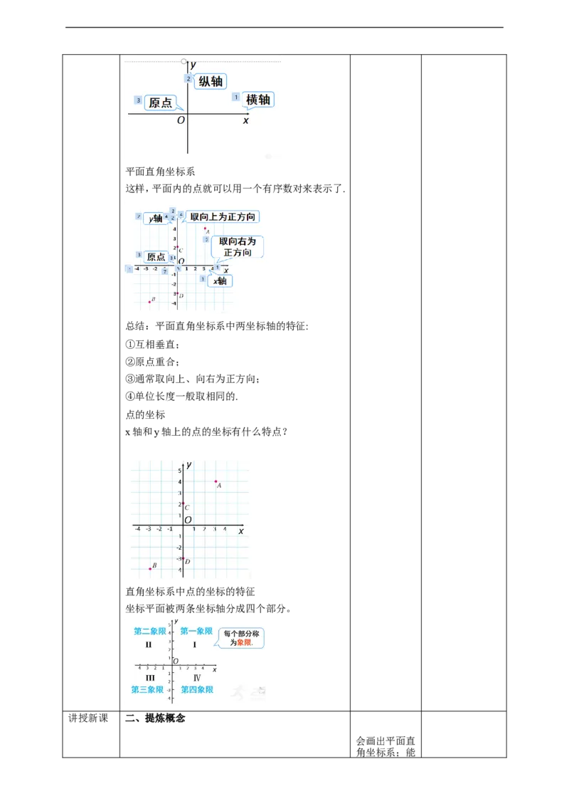 7.1.2平面直角坐标系（1）教案_初中数学人教版_7下-初中数学人教版_7下-初中数学人教版（旧版）赠送_01课件+教案（配套）_课件+教案+学案（第2套）