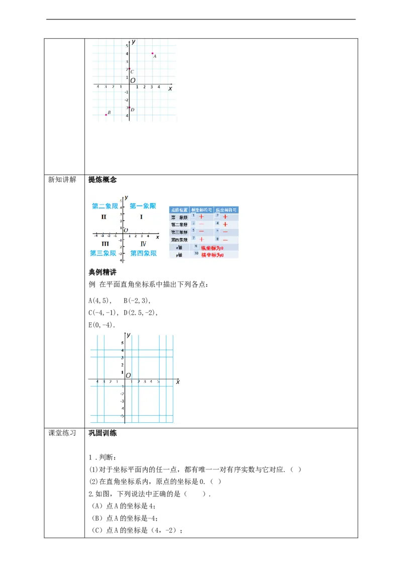 7.1.2平面直角坐标系（1）学案_初中数学人教版_7下-初中数学人教版_7下-初中数学人教版（旧版）赠送_01课件+教案（配套）_课件+教案+学案（第2套）