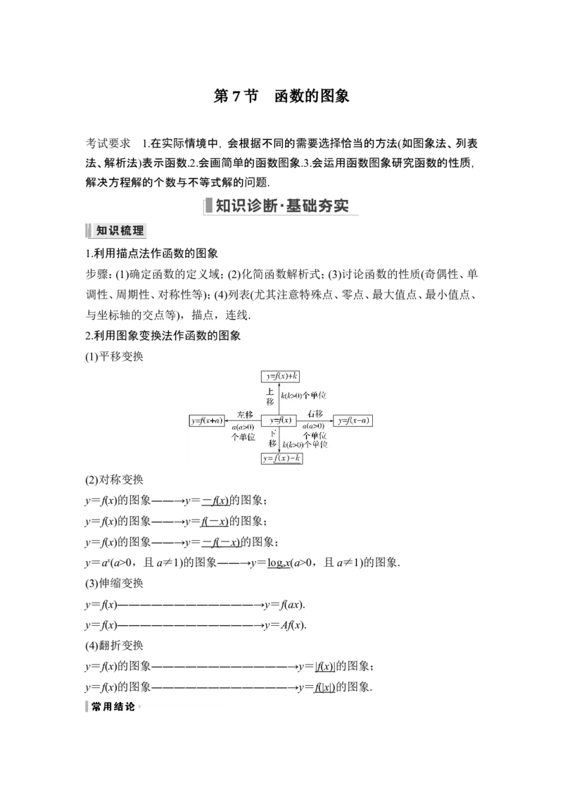 第7节函数的图象_2.2025数学总复习_2024年新高考资料_1.2024一轮复习_2024年高考数学一轮复习讲义（新高考版）_赠1套word版补充习题库_另附1套Word版题库_第二章函数与基本初等函数