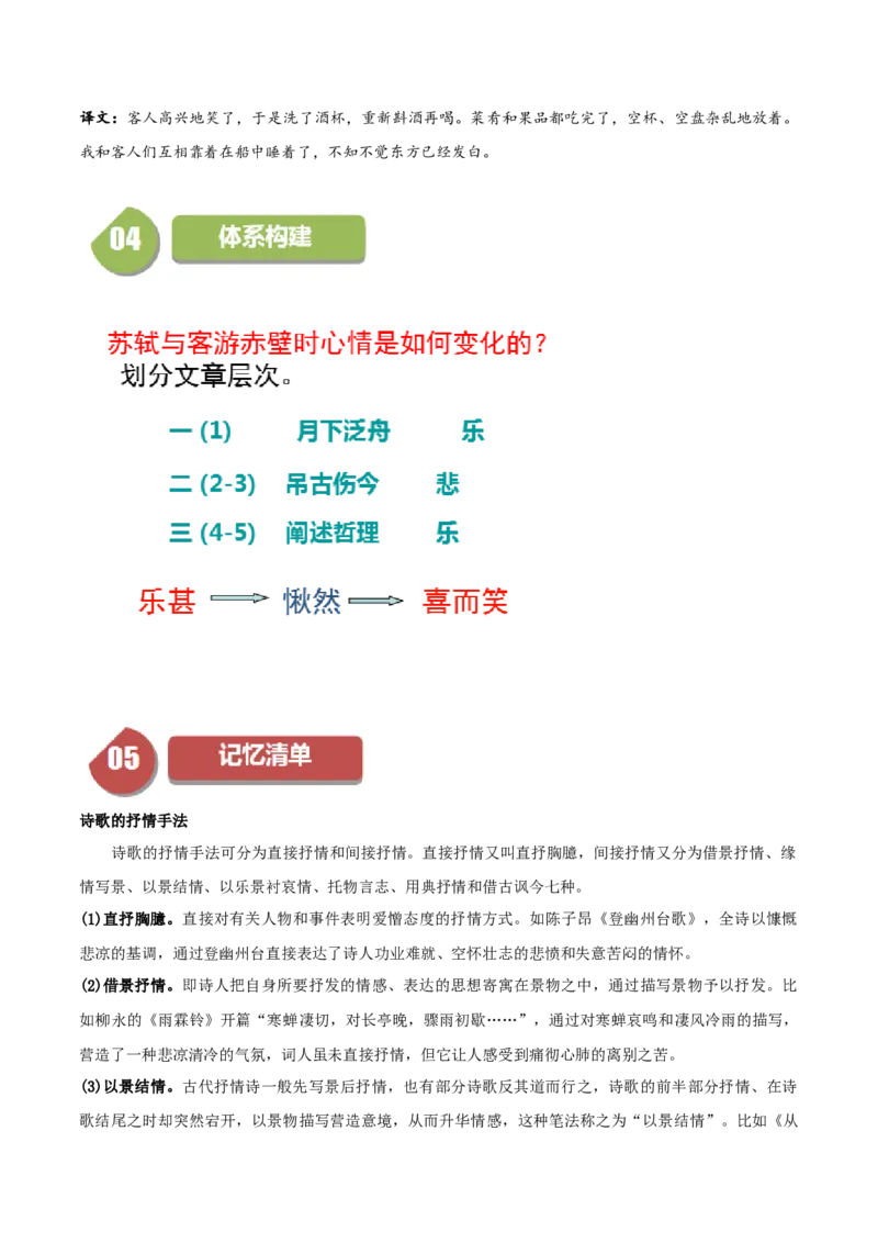 第16.1课赤壁赋（第一课时）（学生版）_高语_高中语文_必修上册_同步讲义