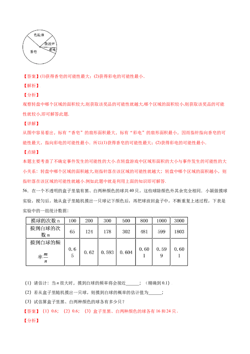 25.3用频率估计概率(基础训练)(解析版)_初中数学人教版_9上-初中数学人教版_06习题试卷_1同步练习_同步练习（第2套）