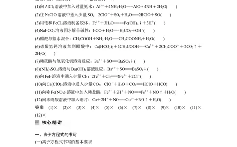 2023年高考化学二轮复习（新高考版）第1部分专题突破专题3　离子方程式的书写及正误判断_05高考化学_新高考复习资料_2023年新高考资料_二轮复习
