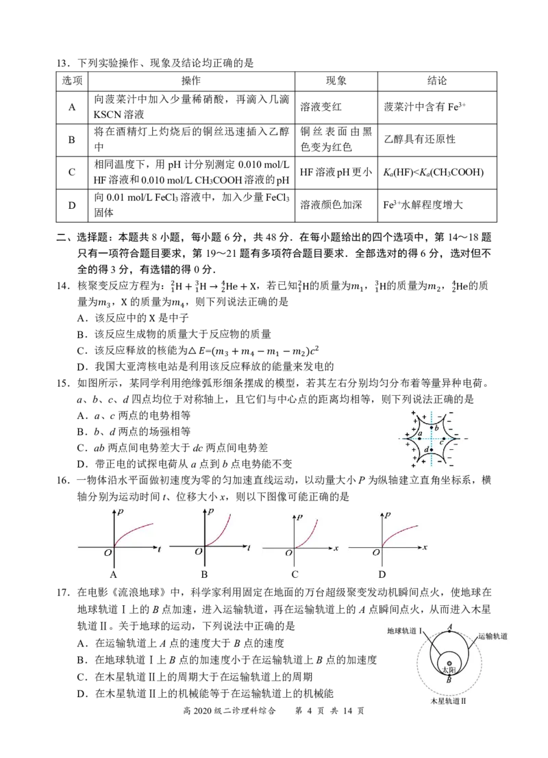 2023届四川省宜宾市高三下学期（二诊）丨理综公众号：一枚试卷君_05高考化学_高考模拟题_新高考_2023届四川省宜宾市高三下学期（二诊）理综