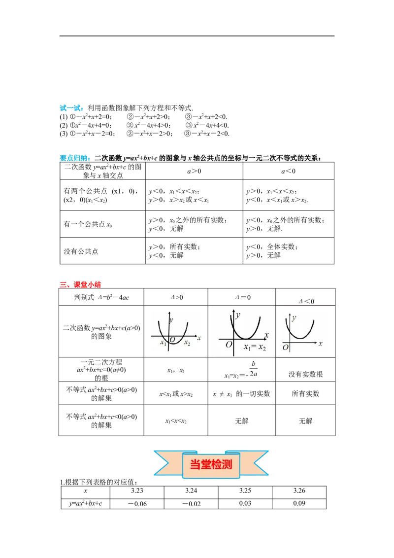 22.2二次函数与一元二次方程_初中数学人教版_9上-初中数学人教版_02课件+导学案（配套）_RJ九上第22章二次函数_22.2二次函数与一元二次方程