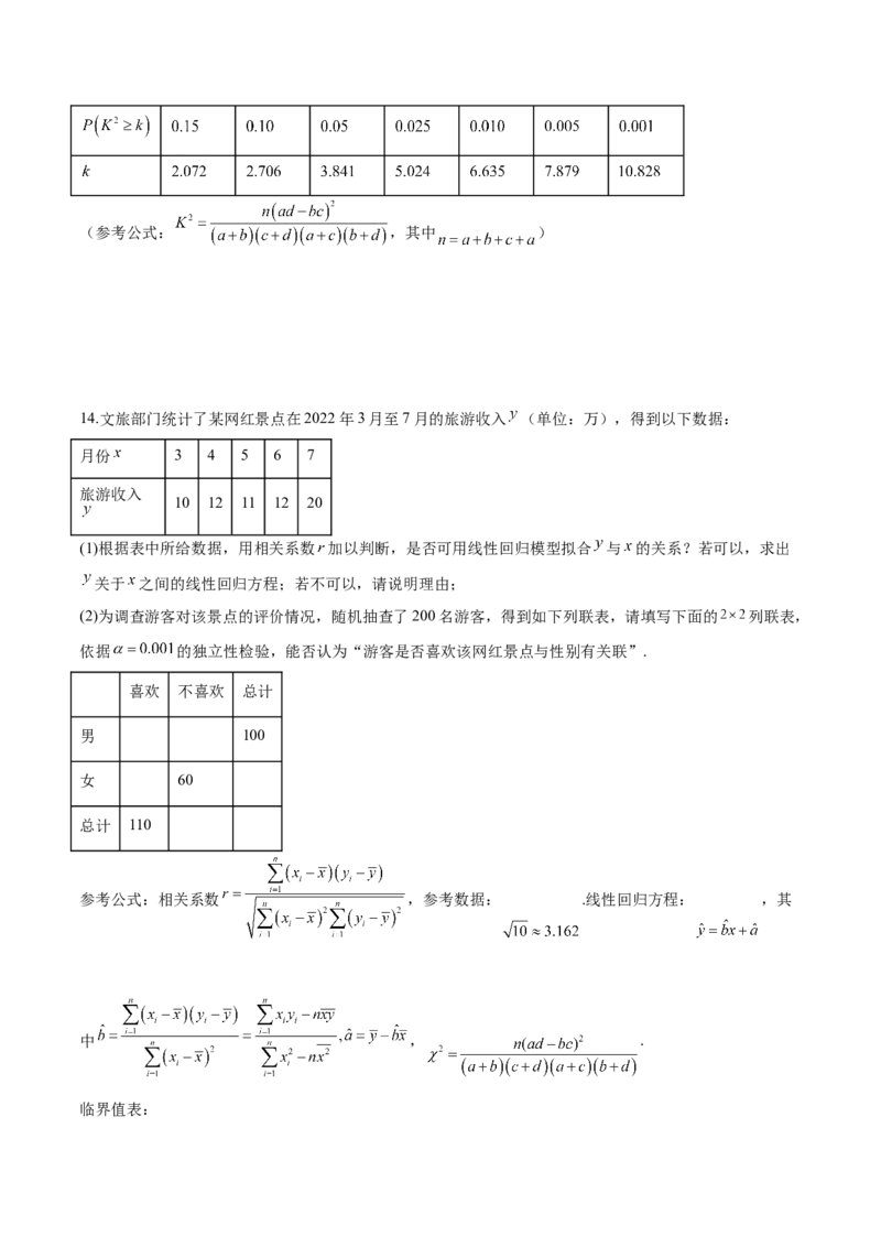第二十二讲统计初步及成对数据的统计分析原卷版_2.2025数学总复习_2023年新高考资料_二轮复习_2023届高考数学二轮复习讲义（含解析）