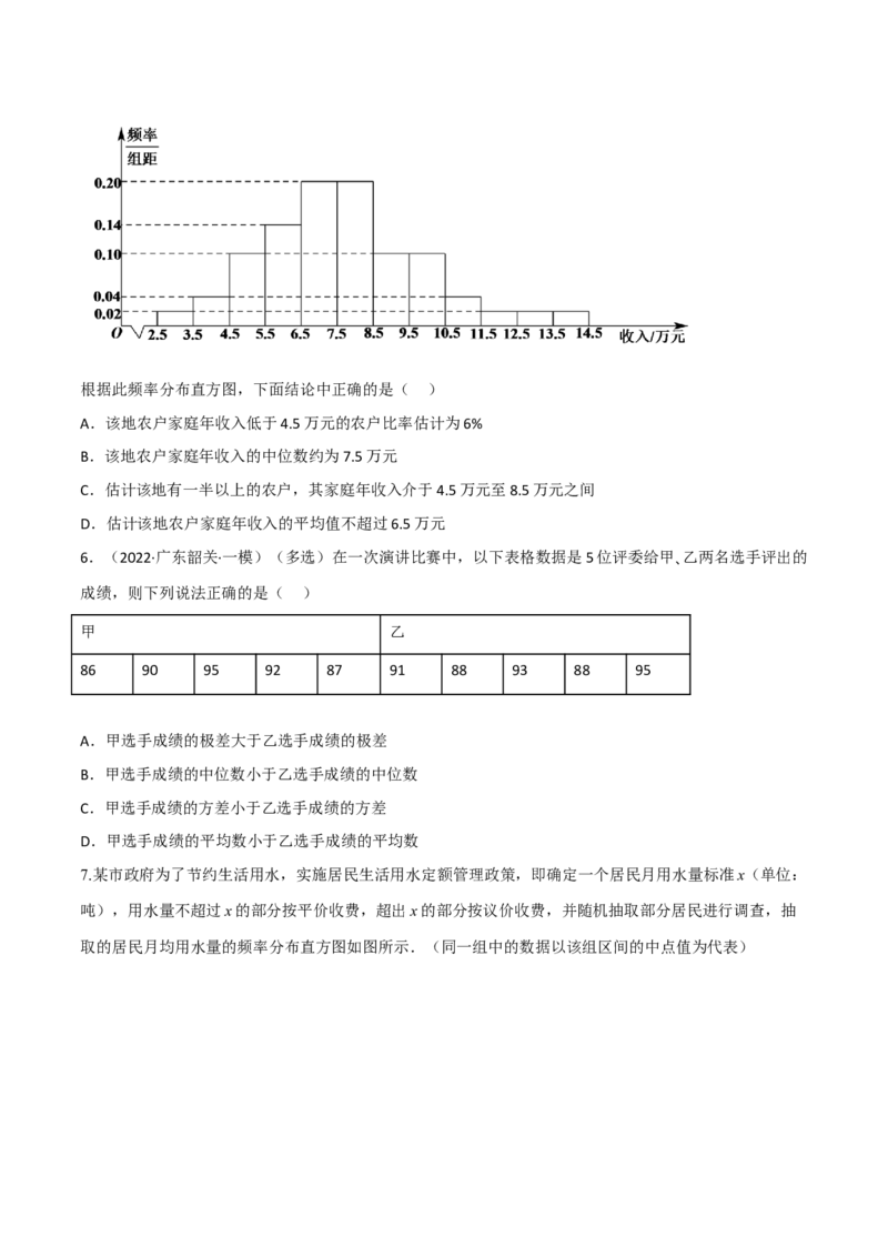 第二十二讲统计初步及成对数据的统计分析原卷版_2.2025数学总复习_2023年新高考资料_二轮复习_2023届高考数学二轮复习讲义（含解析）