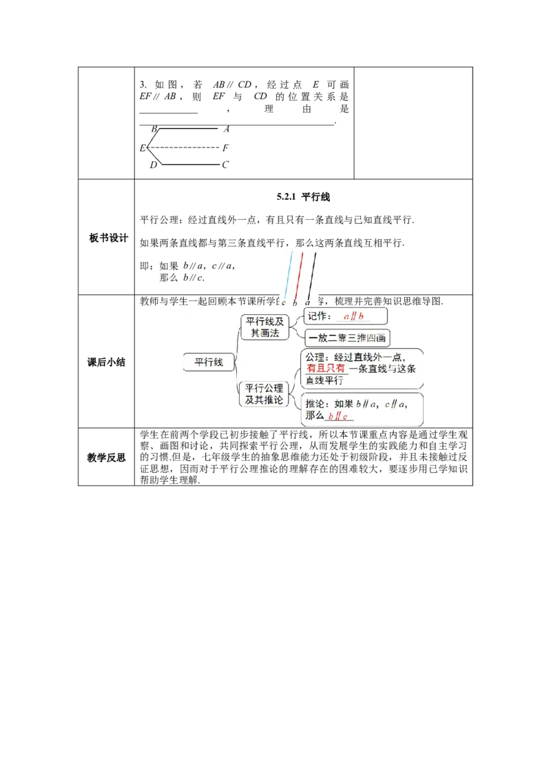 5.2.1平行线教案_初中数学人教版_7下-初中数学人教版_7下-初中数学人教版（旧版）赠送_04教案（多套）_教案（第1套）新课标_第5章相交线与平行线教案