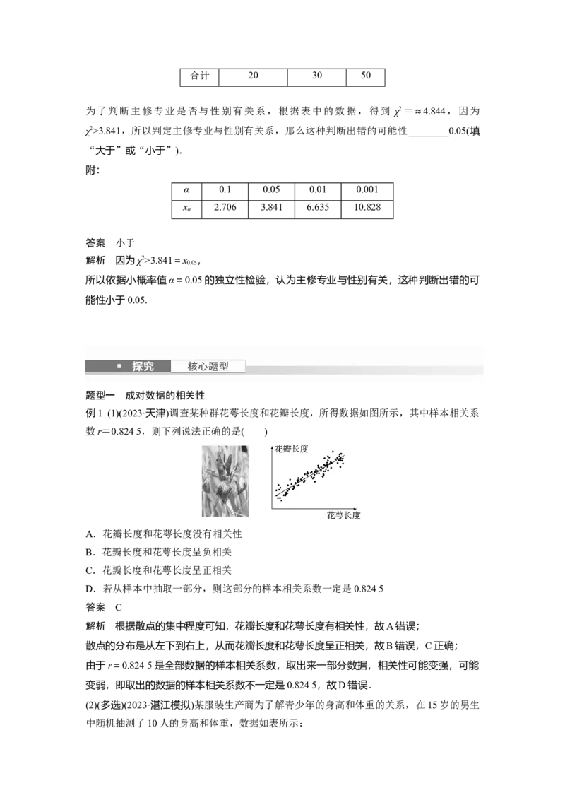 第九章　&sect;9.3　成对数据的统计分析_2.2025数学总复习_2025年新高考资料_一轮复习_2025高考大一轮复习讲义+课件（完结）_2025高考大一轮复习数学（人教A版）_第七章~第十章
