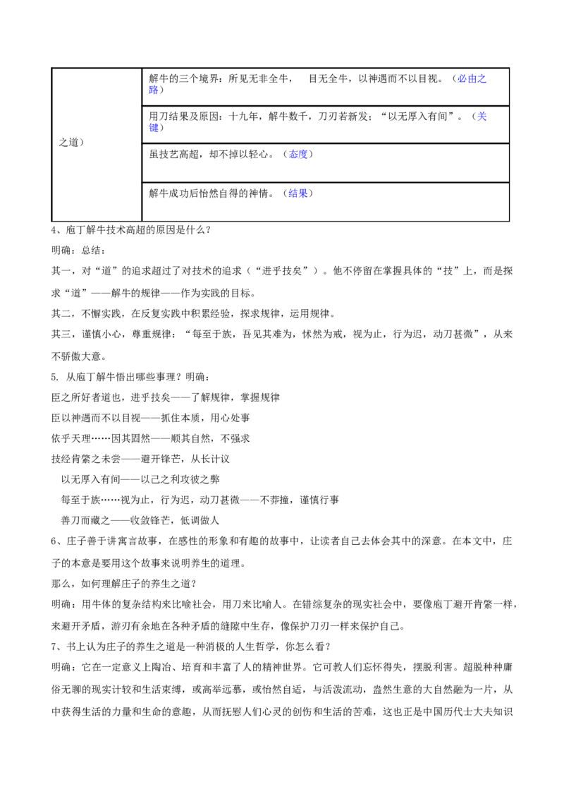 第1.3课庖丁解牛（教师版）_高语_高中语文_必修下册_同步讲义