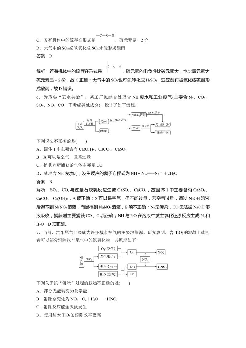 2022年高考化学一轮复习第4章第24讲　专项提能特训5　非金属及其化合物对环境的影响_05高考化学_新高考复习资料_2022年新高考资料_2022年一轮复习各版本
