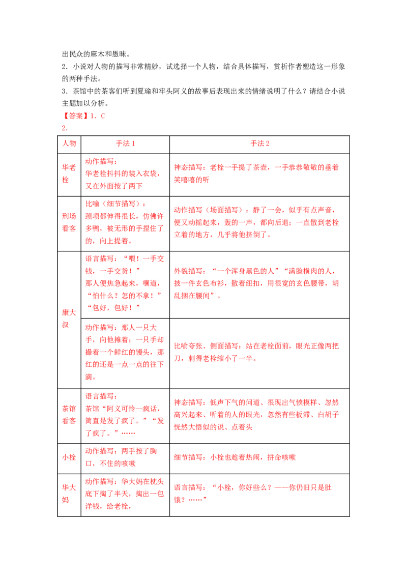 第12课《祝福》（教师版）-2023年高一语文同步精品讲义（必修下册）_高语_2024年高中语文新人教版同步练习讲义word精讲精练高一高二电子版_2高中语文同步精品讲义（必修下册）
