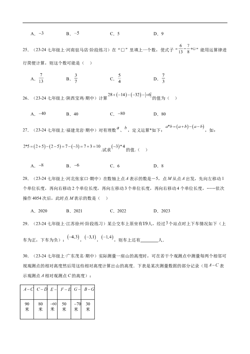 2.1.2有理数减法第二课时有理数的加减混合运算（原卷版）_初中数学人教版_7上-初中数学人教版_7上-初中数学人教版（新版）_06习题试卷_同步练习_同步练习原卷+解析