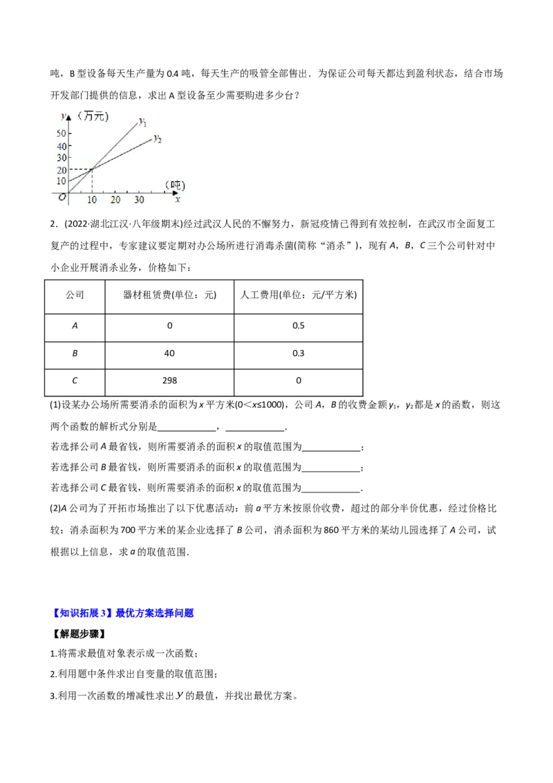 初中数学同步8年级下册专题19.3课题学习选择方案（学生版）_初中数学_八年级数学下册（人教版）_讲义_学生版在此文件夹