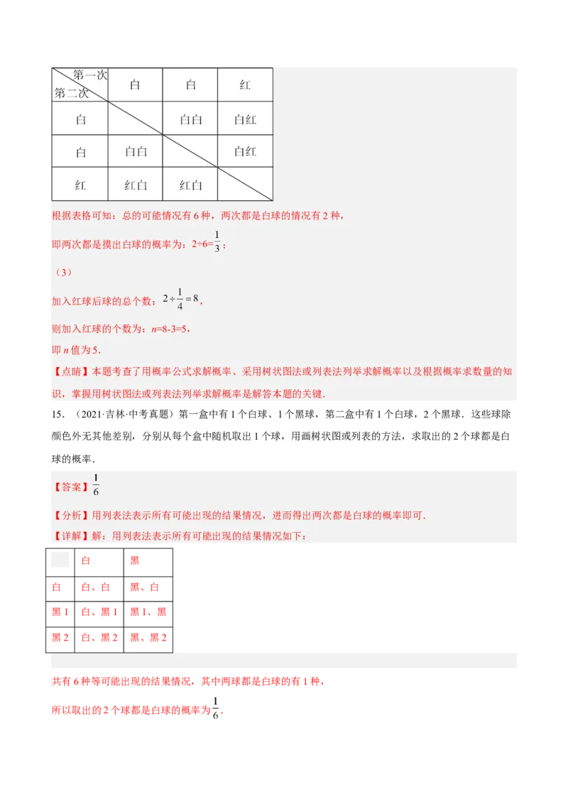 25.2用列举法求概率（解析版）_初中数学人教版_9上-初中数学人教版_07专项讲练_九年级数学上册章节同步实验班培优题型变式训练（人教版）