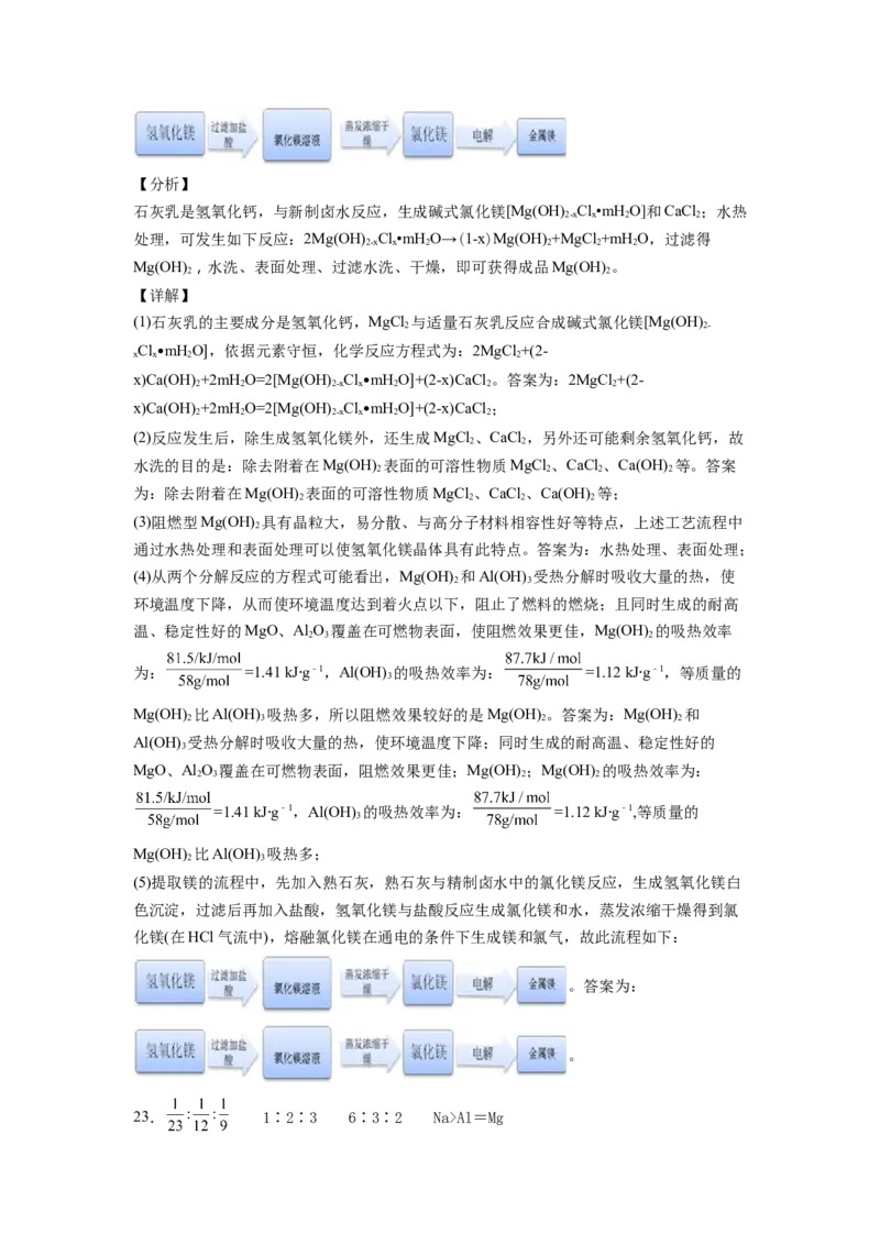 2022届高三化学二轮复习镁及其化合物专项练习（word版含解析）_05高考化学_新高考复习资料_2022年新高考资料_2022届高三化学二轮复习练习卷(含答案）