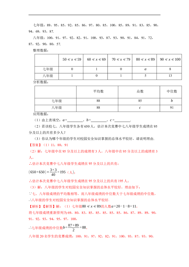 20.2数据的波动程度(精练)-重要笔记八年级数学下学期重要考点精讲精练(人教版)（解析版）_初中数学人教版_八年级数学下册_保存转存之后查看(1)_旧版-可参考_07专项讲练