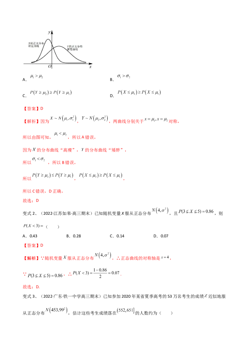 第80讲正态分布（解析版）_2.2025数学总复习_2024年新高考资料_1.2024一轮复习_2024年高考数学一轮复习精品导学案（新高考）