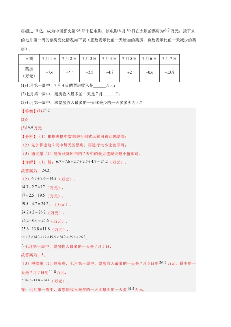 专题01有理数及其运算（解析版）（人教版）_初中数学人教版_7上-初中数学人教版_7上-初中数学人教版（旧版）赠送_06习题试卷_6期中期末复习专题
