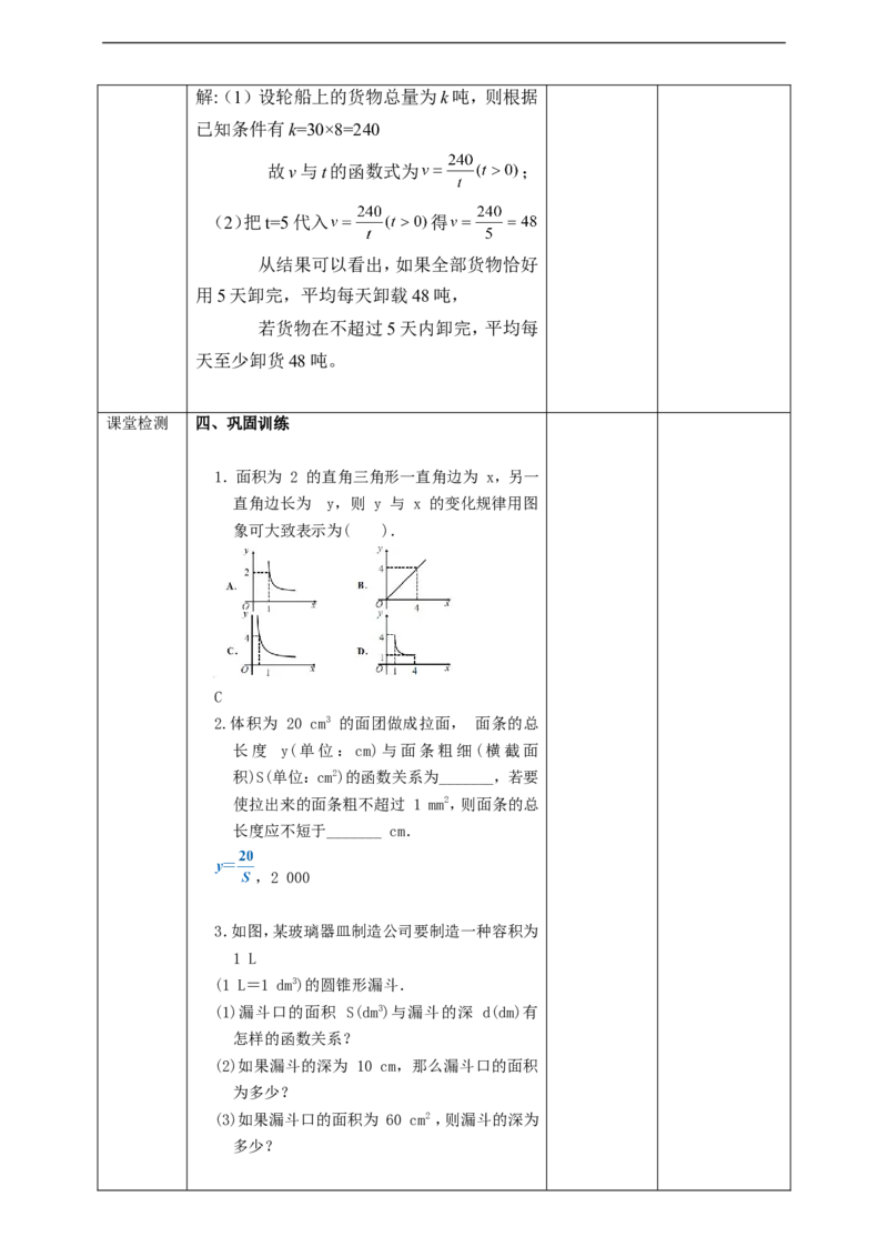 26.2实际问题与反比例函数（1）教案_初中数学人教版_9下-初中数学人教版_01课件+教案（配套）_课件+教案+学案（配套版）