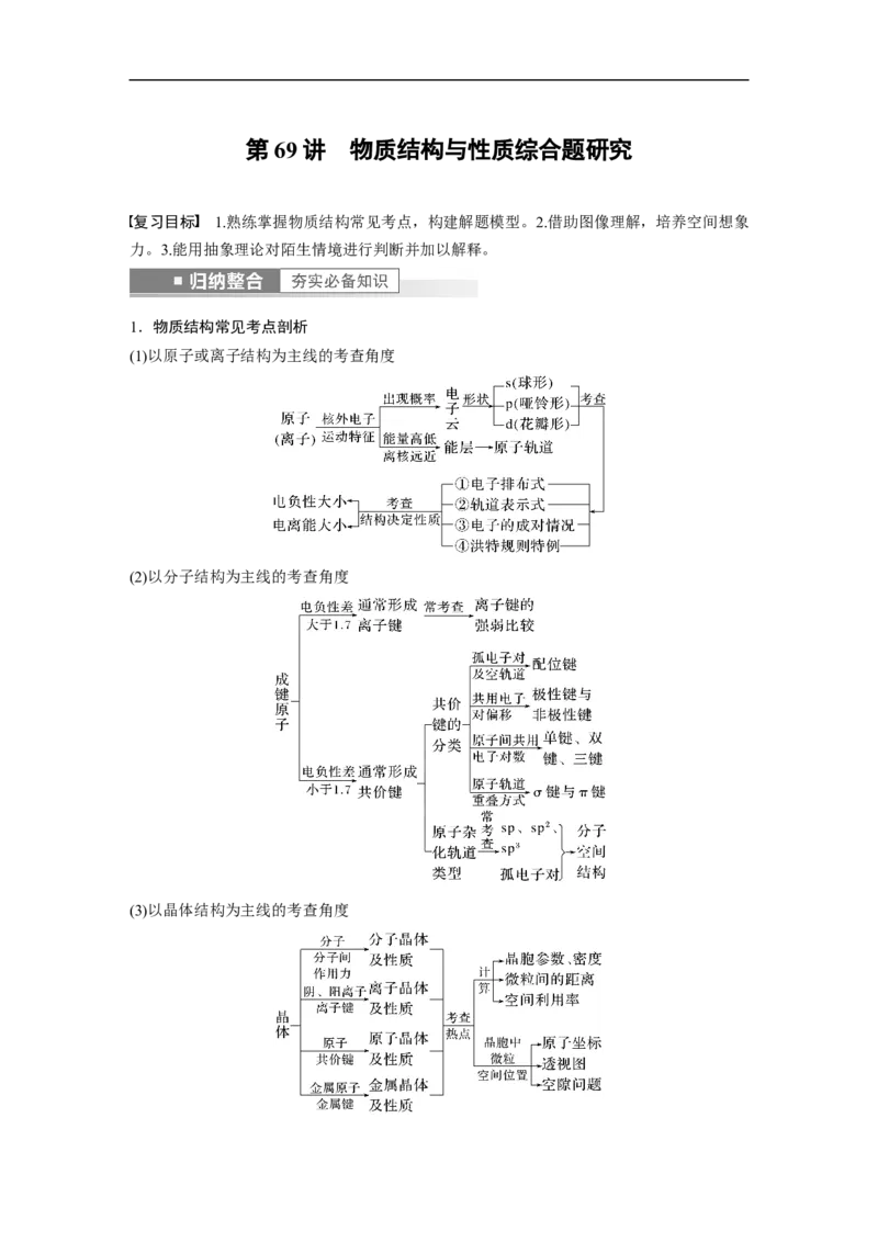 2023年高考化学一轮复习（全国版）第12章第69讲　物质结构与性质综合题研究_05高考化学_通用版（老高考）复习资料_2023年复习资料_一轮复习_2023年高考化学一轮复习讲义+课件（全国版）