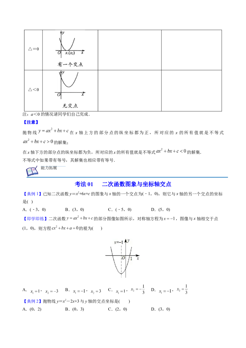 初中数学同步9年级上册第13课用函数观点看一元二次方程（学生版）_初中数学_九年级数学上册（人教版）_讲义_学生版在此文件夹