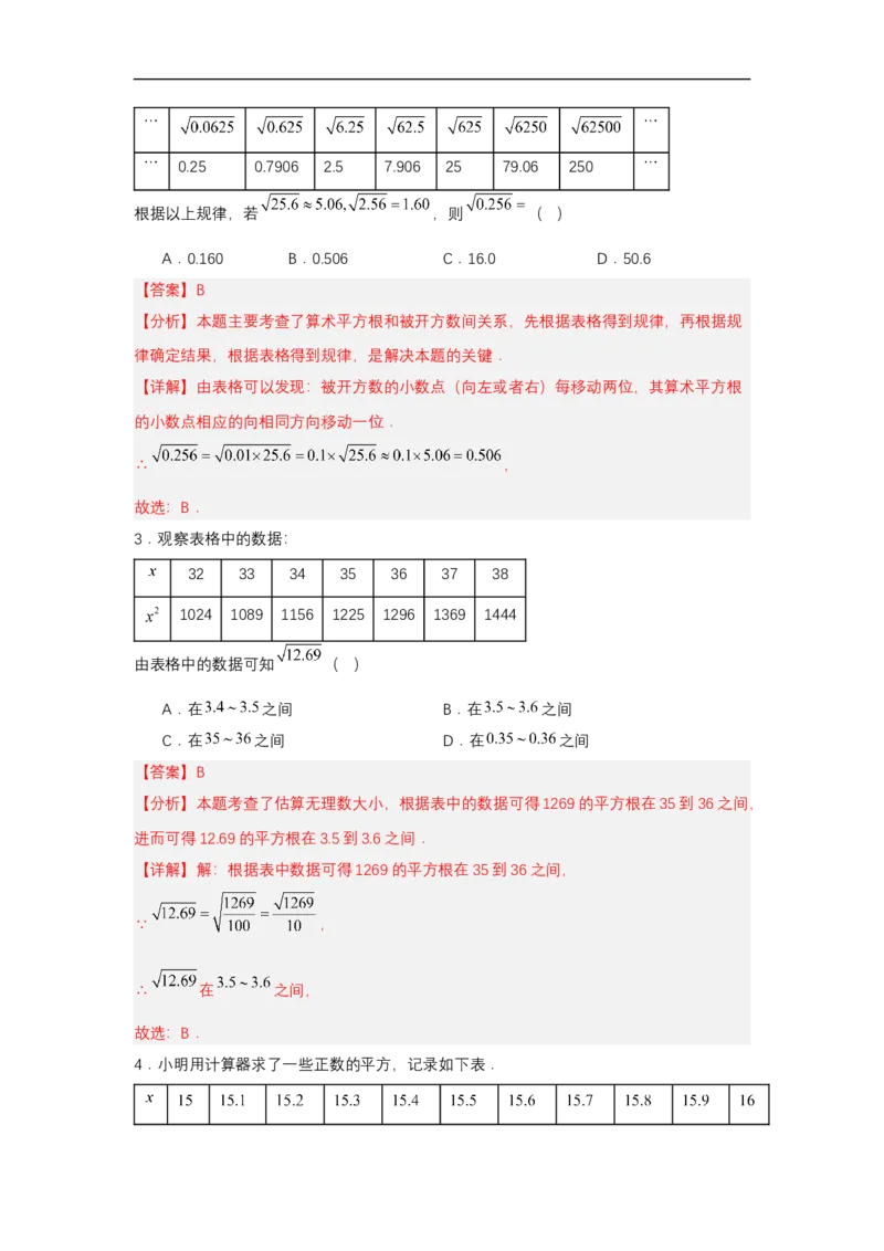 8.1平方根（第3课时算术平方根的估算）（分层作业）（解析版）_初中数学人教版_7下-初中数学人教版_7下-初中数学人教版（2025春季新版）持续更新_05习题试卷_分层作业（更新中）