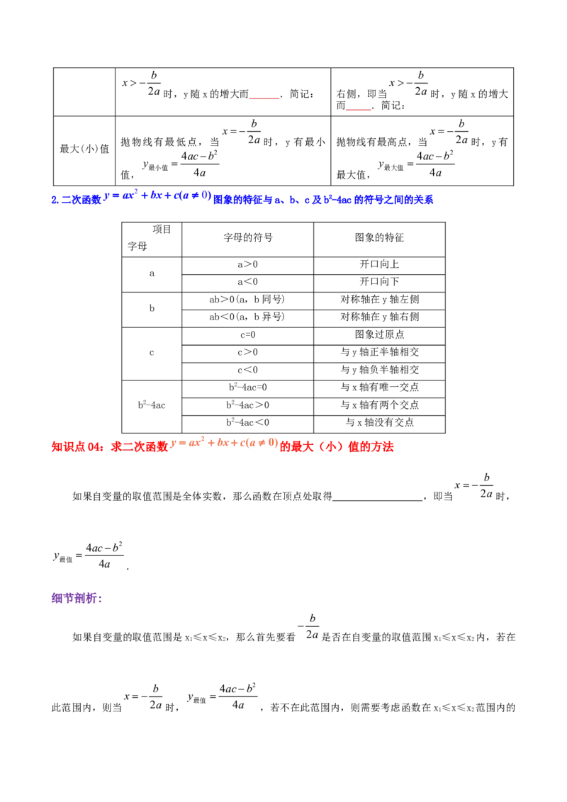 专题03二次函数的图像和性质综合题（原卷版）_初中数学人教版_9上-初中数学人教版_07专项讲练_培优方案九年级数学上册章节重点复习考点讲义（人教版）