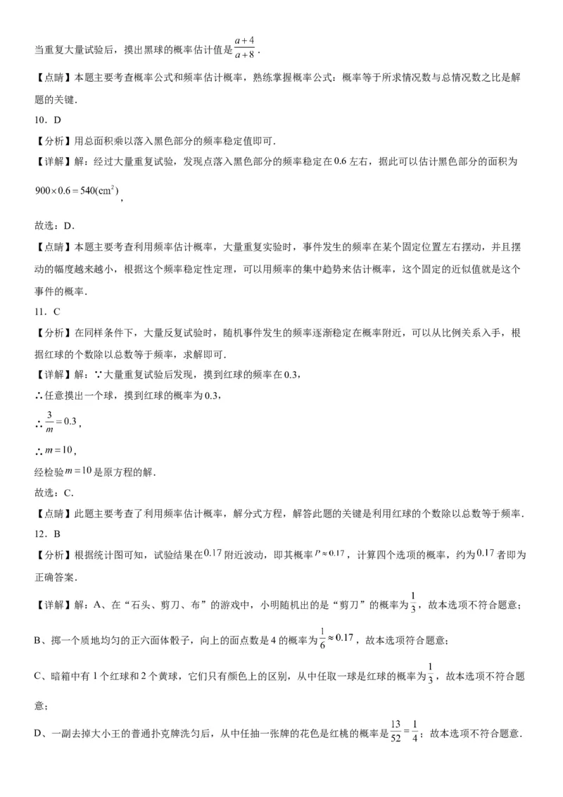 25.3用频率估计概率-2022-2023学年九年级数学上册《考点&bull;题型&bull;技巧》精讲与精练高分突破（人教版）_初中数学人教版_9上-初中数学人教版_07专项讲练