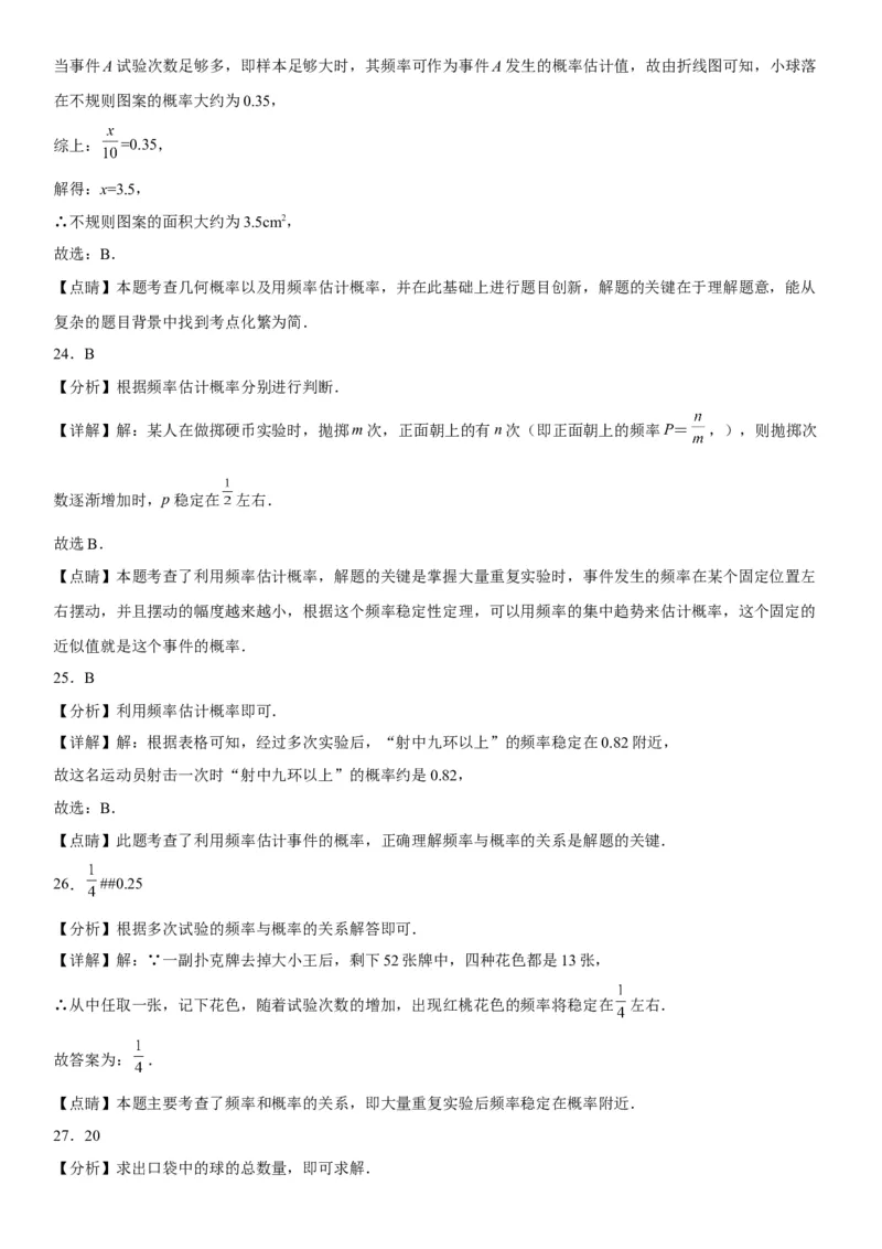 25.3用频率估计概率-2022-2023学年九年级数学上册《考点&bull;题型&bull;技巧》精讲与精练高分突破（人教版）_初中数学人教版_9上-初中数学人教版_07专项讲练