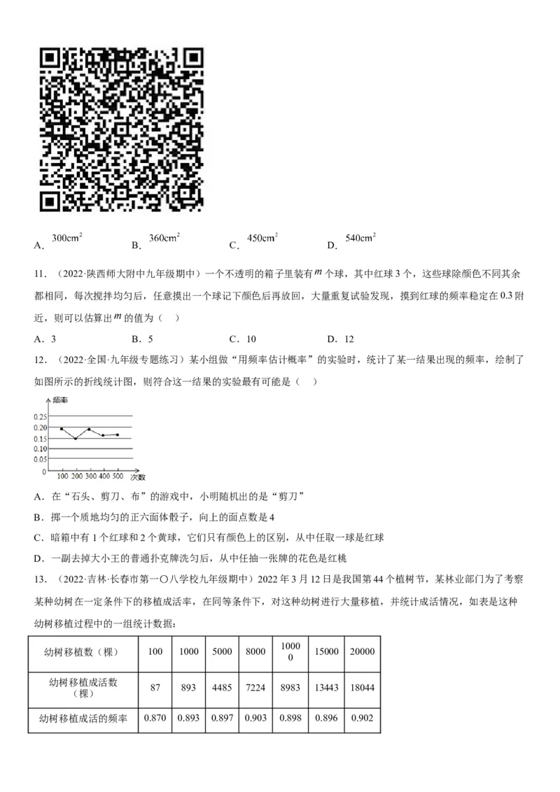 25.3用频率估计概率-2022-2023学年九年级数学上册《考点&bull;题型&bull;技巧》精讲与精练高分突破（人教版）_初中数学人教版_9上-初中数学人教版_07专项讲练