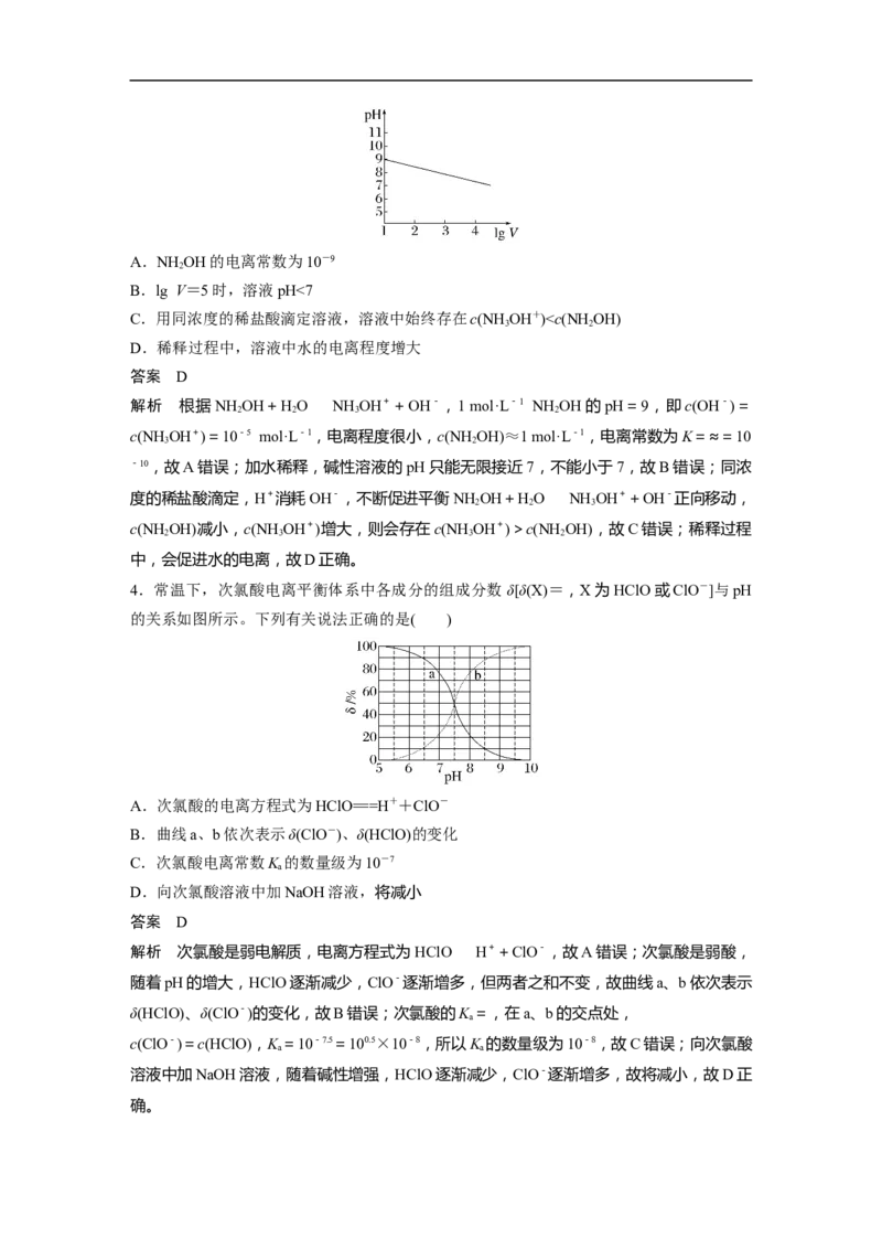 2023年高考化学一轮复习（全国版）第8章专项特训6　弱电解质电离常数计算与图像分析_05高考化学_通用版（老高考）复习资料_2023年复习资料_一轮复习