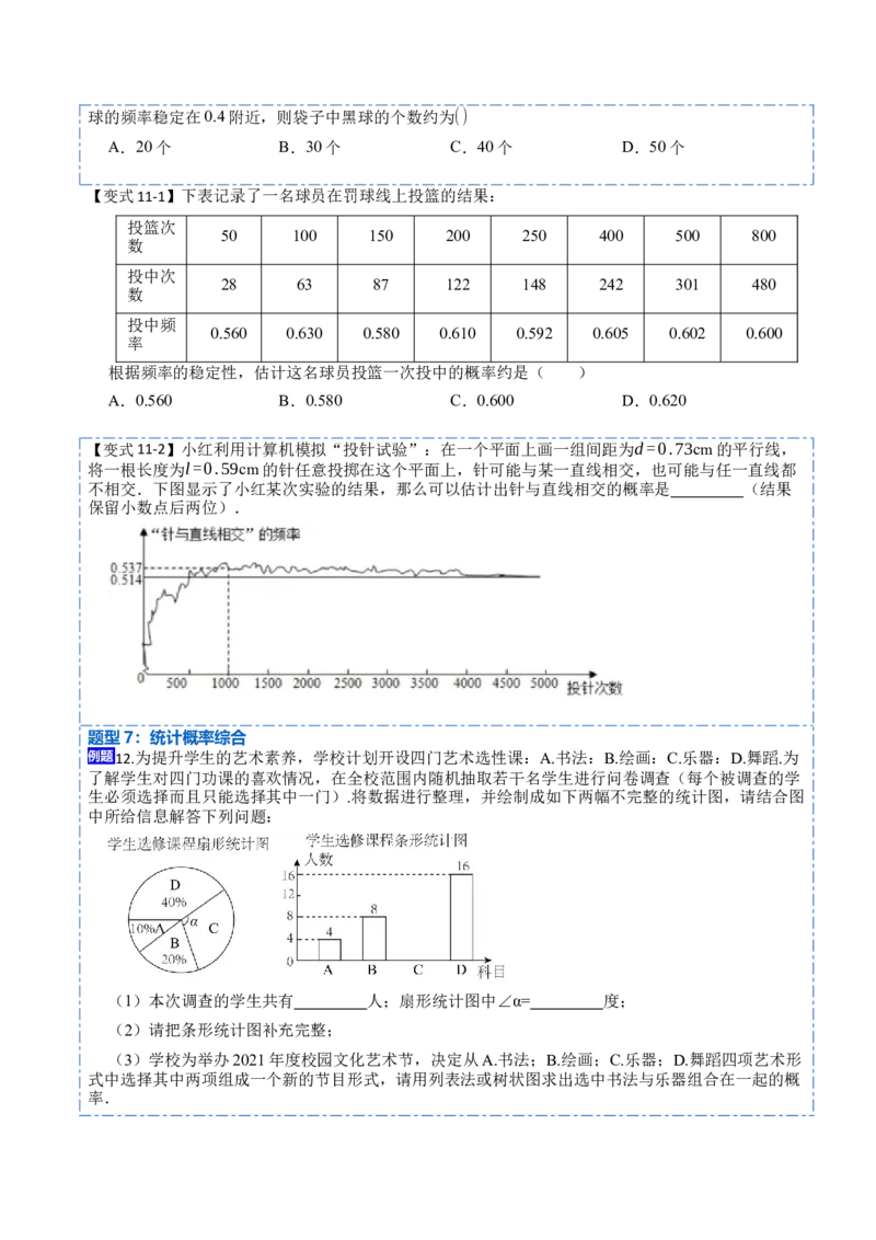 25概率（7大题型）-2023考点题型精讲（原卷版）_初中数学人教版_9上-初中数学人教版_07专项讲练_重要笔记九年级数学上册重要考点精讲精练(人教版)