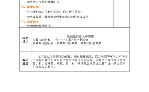 第1课时加减法的意义和应用_A151三年级下册数学（苏教版）_2026春新版_第二套_03教案（第二套）齐全_第2单元加法数量关系教学设计（共5课时）