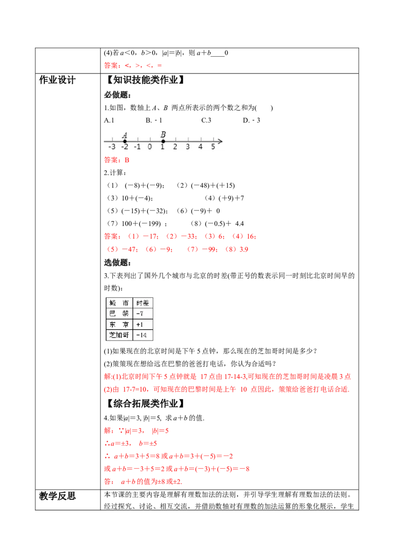 2.1.1有理数的加法（第一课时）-教案_初中数学人教版_7上-初中数学人教版_7上-初中数学人教版（新版）_01课件+教案+练习（大单元设计）_教案