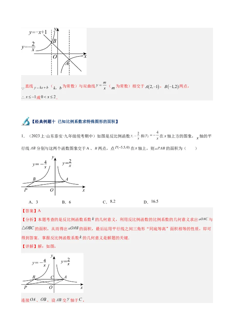 专题02反比例函数的图象与性质重难点题型专训（17大题型）（解析版）_初中数学人教版_9下-初中数学人教版_07专项讲练_2023-2024学年九年级数学全册重难点专题提升精讲精练（人教版）