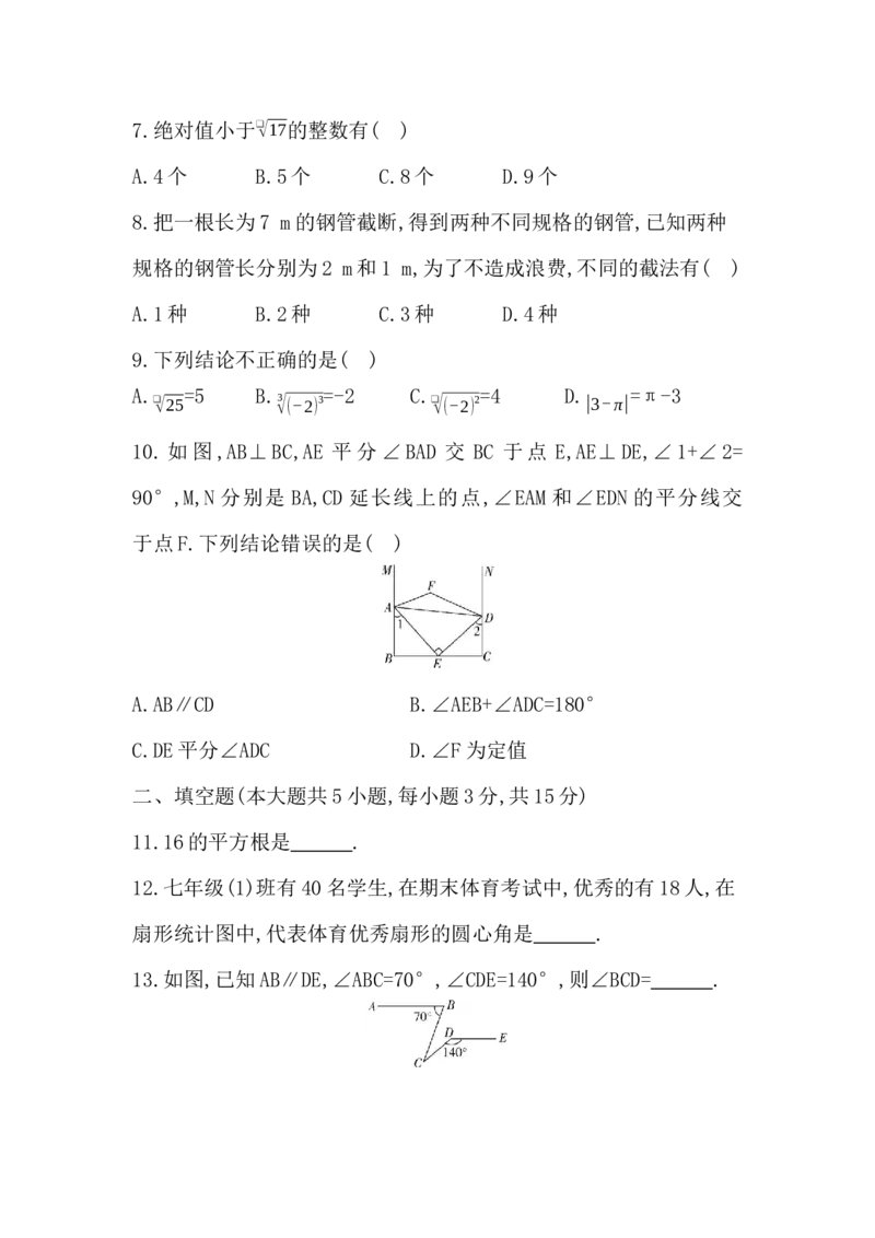 期末测试卷-学生版_初中数学_七年级数学下册（人教版）_期中+期末